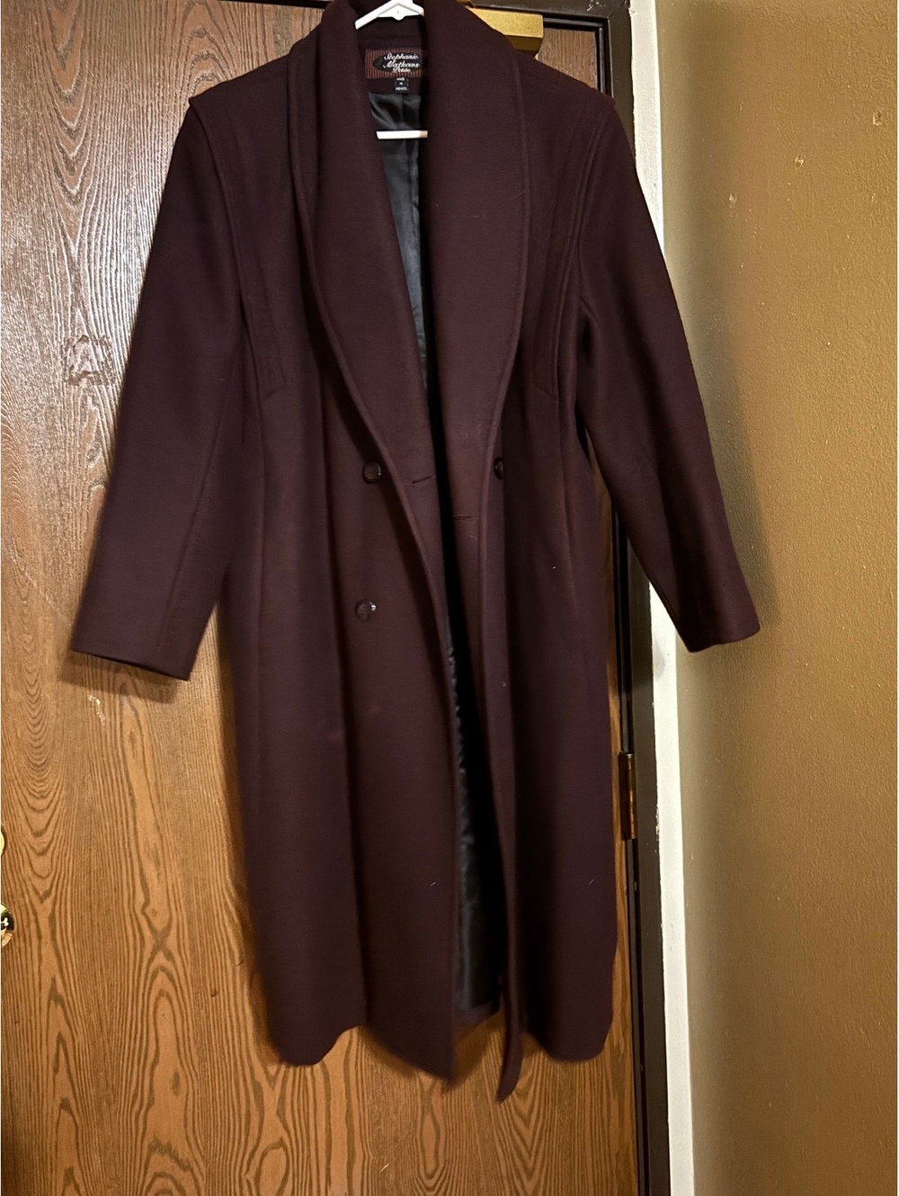 Vintage Burgandy Long Wool Coat- Size 14 Petite